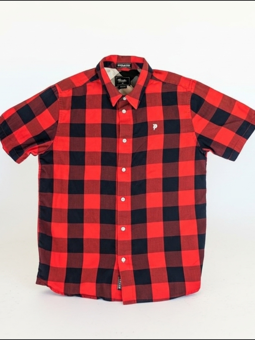 Primitive Flannel Plaid Button Up Shirt Men's M Red Black logo Skate